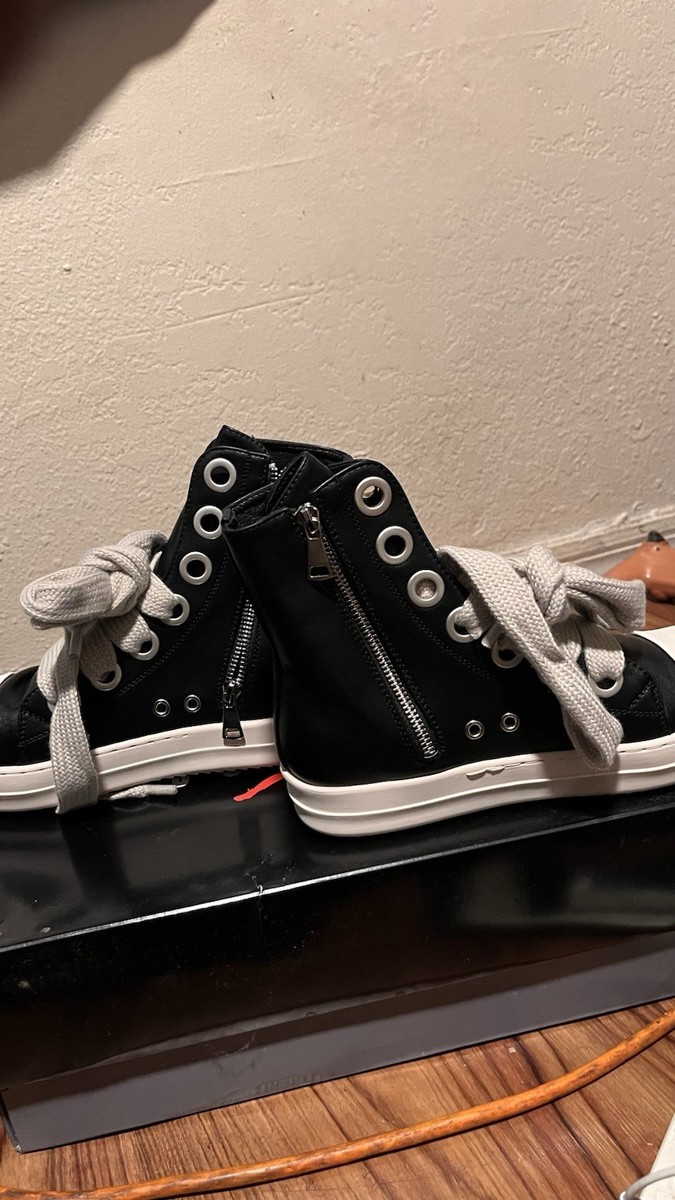 Rick Owens DRKSHDW Ramones Black White Men's High Top Sneakers