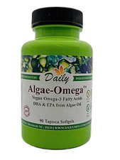 Daily AlgaeOmega  Vegan Omega 3 Supplement   300mg Algal Oil 180mg DHA / 100m...