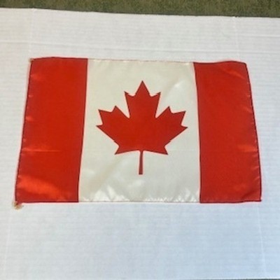 Canada Flag Small Canadian Maple Leaf Red White Satin Fabric 11.5 x 7.5 Inch