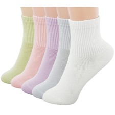 Women's Mesh Crew Socks 5-Pairs - 95 Cotton Breathable Everyday Above Ankl...