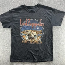 Led Zeppelin II Shirt Mens Medium Black Rock Band Graphic Distressed Album Tee