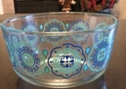 Pyrex Vintage Turquoise Blue Pinwheel & Medallion 7201 Mixing Bowl Salad 6”x 3”
