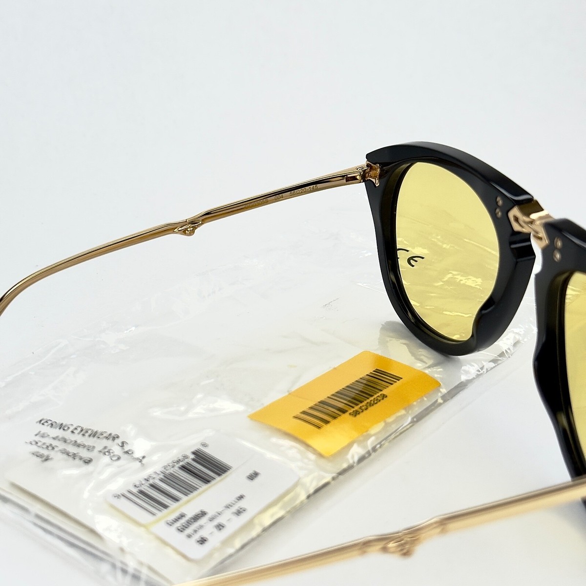 GUCCI 0305 AUTHENTIC Gold Black Yellow Foldable Aviator Sunglasses