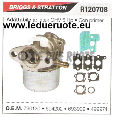 #ad 790120 Carburetor With Bowl Briggs amp; Stratton Intek OHV 6 HP With Primer $61.44