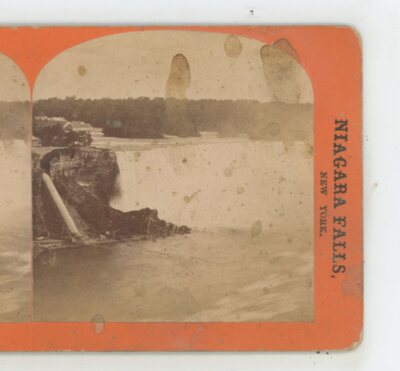 American Fall from Elevator Tower Niagara Falls George Barker Stereoview
