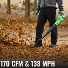 WORKPROX  20V Cordless Electric Leaf Blower 138MPH 170CFM High Speed 4Ah Battery