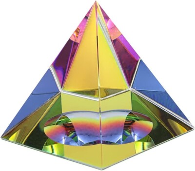 OwnMy Crystal Pyramid Iridescent Suncatchers Prism Rainbow Color with Gift NEW