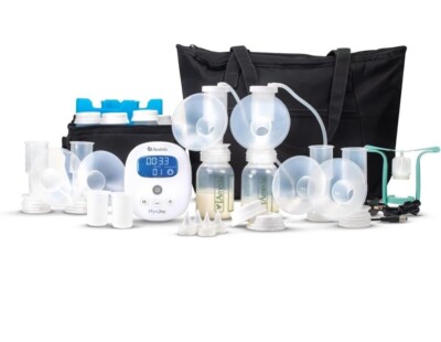 Ameda 131W51 Mya Joy Double Electric Breast Pump + Accessories, Large tote bag
