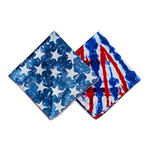 Hying 2 PCS 4th of July Patriotic Bandanas Style 1 American Flag