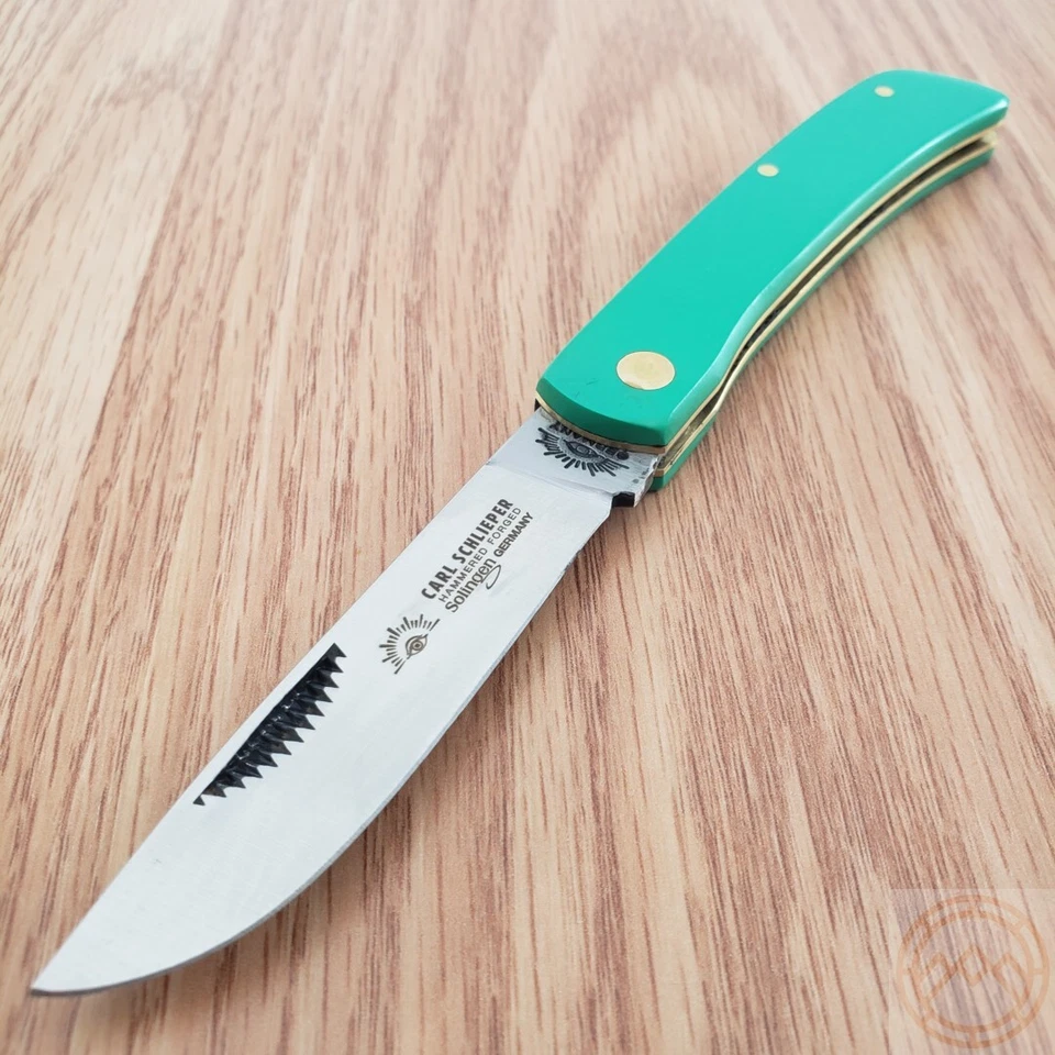 German Eye Clodbuster Jr Folding Knife Stainless Steel Blade Green Synthetic - Image 2 of 4