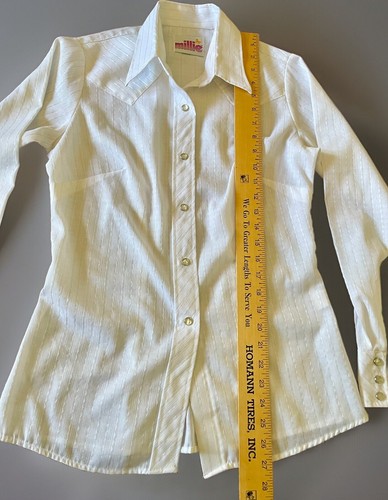Western Pearl Snap Shirt Womens Medium White Cowgirl Vintage Go West - Picture 7 of 9