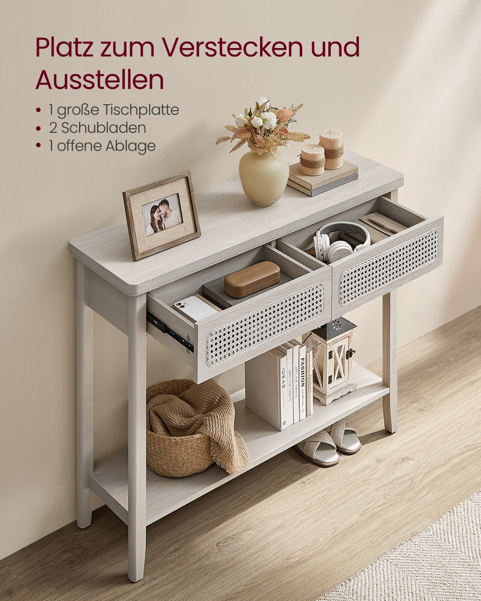 VASAGLE Konsolentisch Mit Ladestation – Schmal, Vintagebraun, Für Sofa & Flur