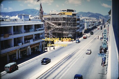 Hong Kong, View  over Street in July 1951, Kodachrome Slide b5c