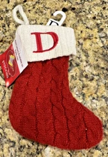 St Nicholas Square Knitted Red Mini Stocking 6" Initial D