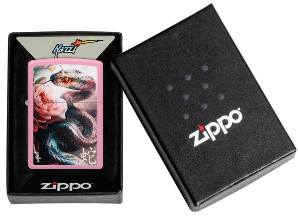 Zippo 46685, Mazzi Vibrant Snake Design, Pink Matte Finish Lighter
