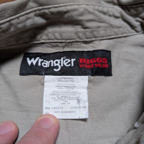 Wrangler Riggs Workwear Button Down Hemd Herren Gr. XXL Beige Langarm - Bild 6 von 11