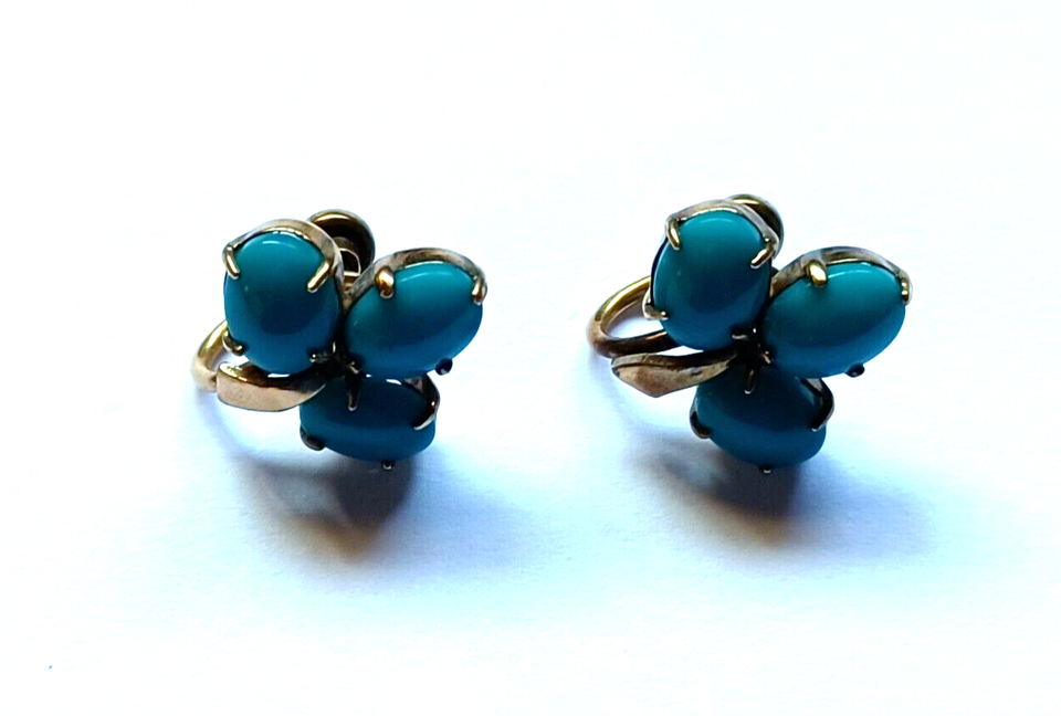Vintage 12K Gold Filled Turquoise Screw Back Earrings Signed WRE eBay