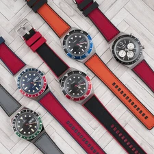 Sailcloth Rubber Watch band Strap Timex Q Royale AE1200 M79 GMT 18mm Chronograph