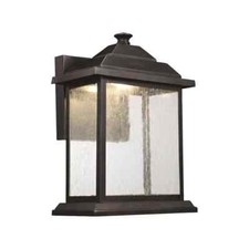 1-Light Black Outdoor Integrated LED Wall Lantern Sconce