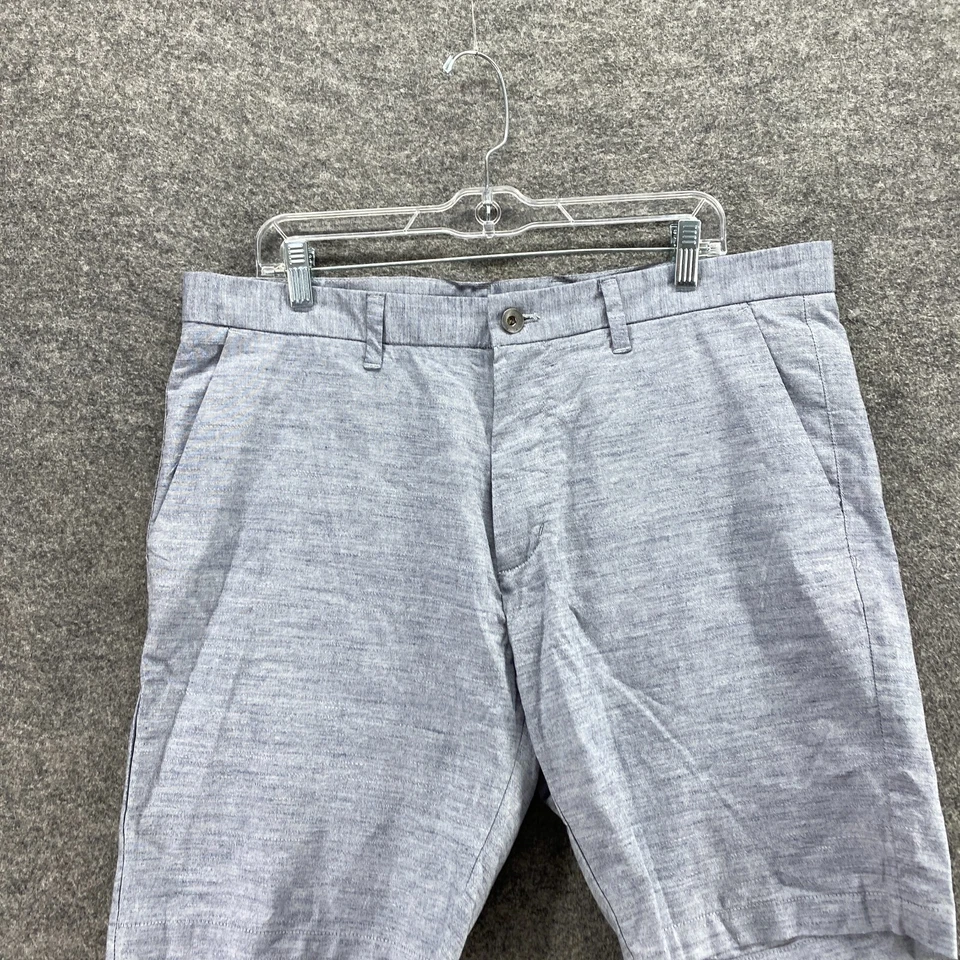Pantalones Cortos Calvin Klein Hombres 36 Gris Tiro Medio Frente Plano Chino Algodón Bolsillos Regular Foto 3 de 4
