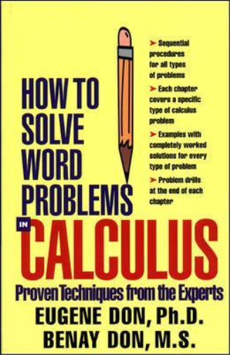 Benay Don Eugene Don How to Solve Word Problems in Calculus (Tascabile)