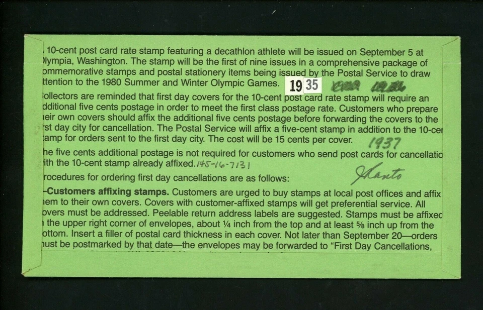 Ranto Cachet US FDC #C108 on 1790 Olympic games weight lifting gym 1983 - Image 2 of 2