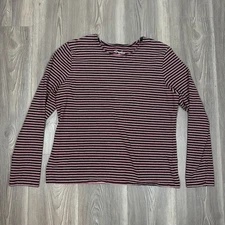 Kim Rogers Striped Long Sleeve Top Black Red White Stretchy Classic L