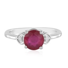 Cavill Rubinring 1,612ct Madagaskar Rot Rundschliff 925 Silber Platin-