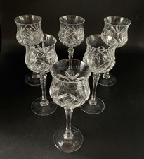 Alte Bleikristall Weingläser; WMf Cristal Cabinet; Geschliffen; 6Stck