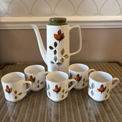 Mid Century Anker Carnaby Rose Kaffeeservice 60er Jahre British Hostess