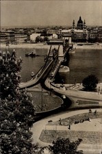 RPPC Chain Bridge Budapest Hungary vintage postcard b239