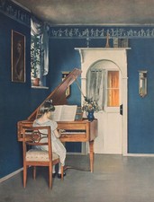 Hermann Graf ritratto di bambino pianista musica facsimile stampa 1900 circa