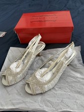 Women’s Silver Sabatine Slingback Peep Toe Kitten Heels UK Size 5 EU 38