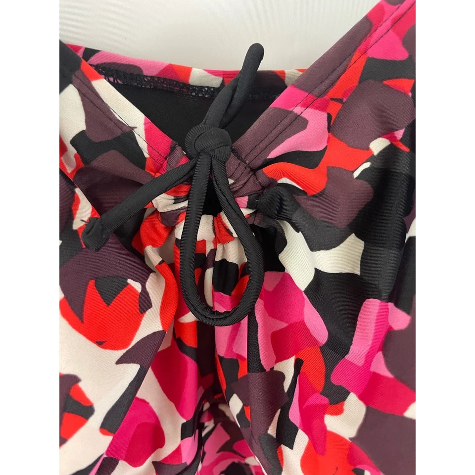 Traje de baño Tankini nativo de playa talla grande 24W rosa púrpura ropa de baño geométrica Foto 2 de 4