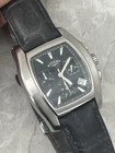 Rotary Tank Chronograph Mens Silver Black Leather Strap Vintage Watch Diver Date