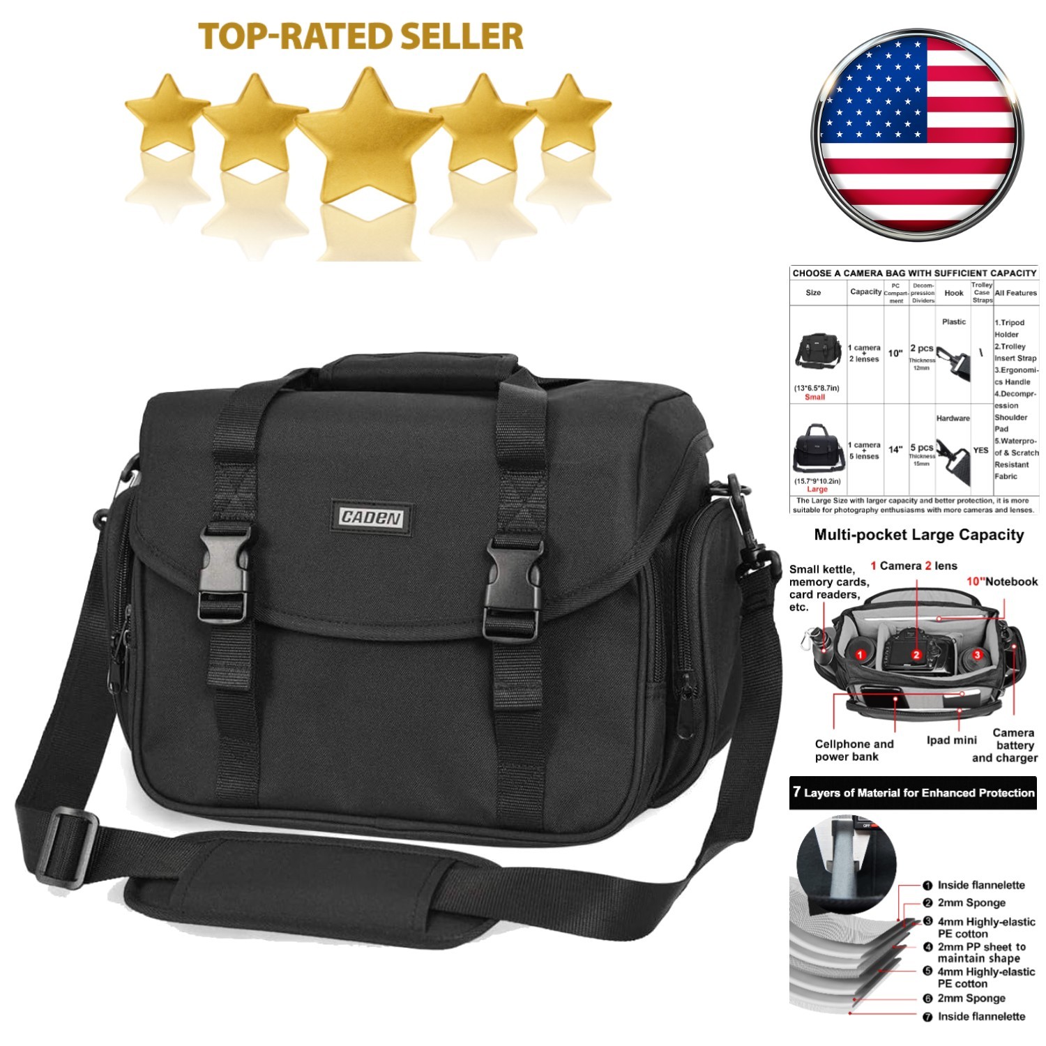 Small Camera Messenger Bag for Nikon Canon Sony DSLR Cameras