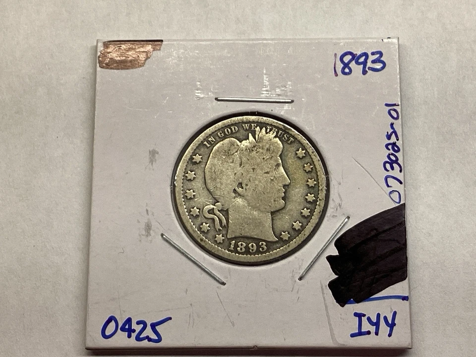 1893 Barber Silver Quarter Key Date 90% Silver US Coin 073035 01c - Image 3 of 4