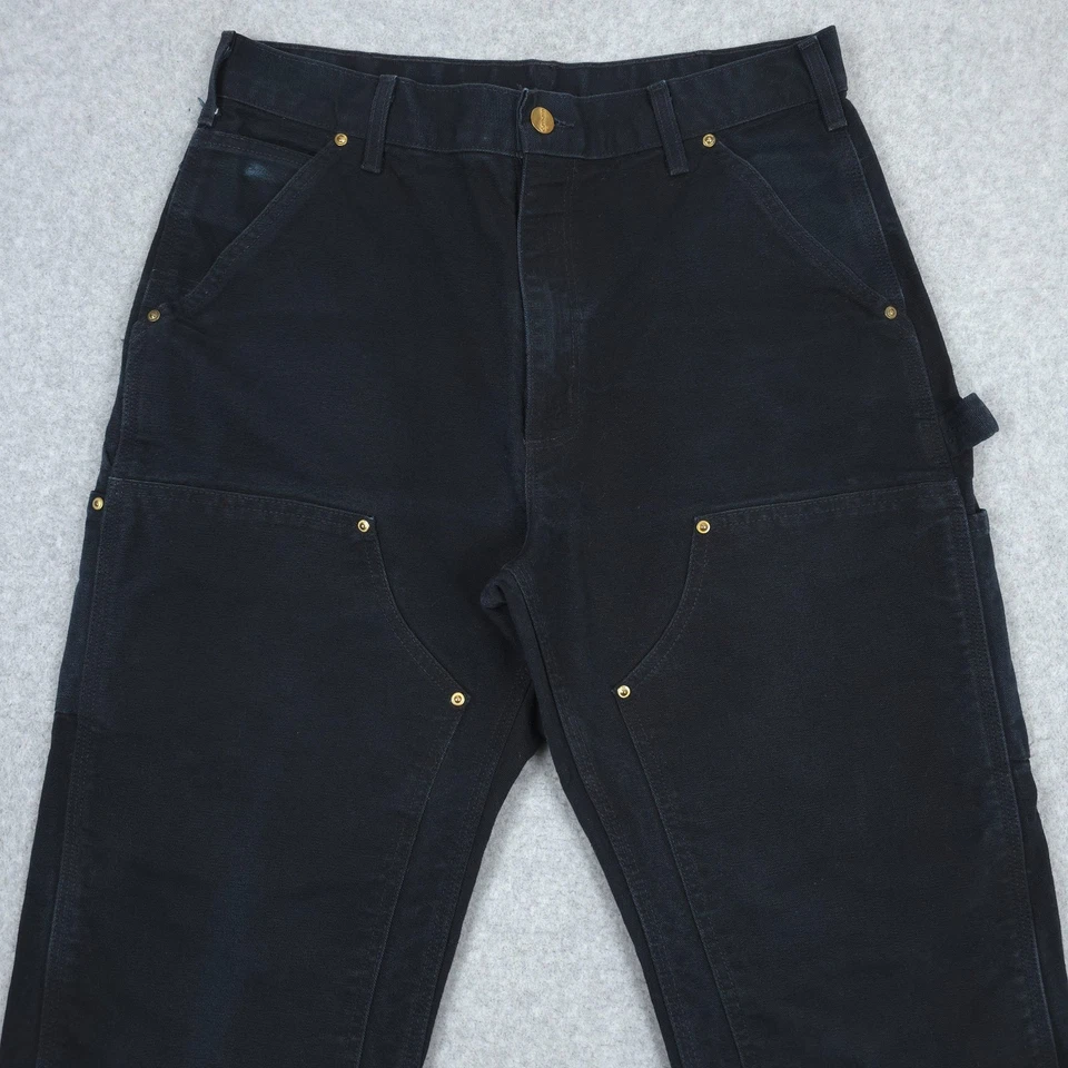 Carhartt Pants Mens 32x32 Black Double Knee Canvas B01 Made In USA Workwear - Image 2 of 4
