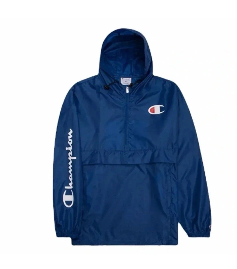 NWT Champion 1/2 Zip Windbreaker Jacket Packable Blue Men’s Sz XL