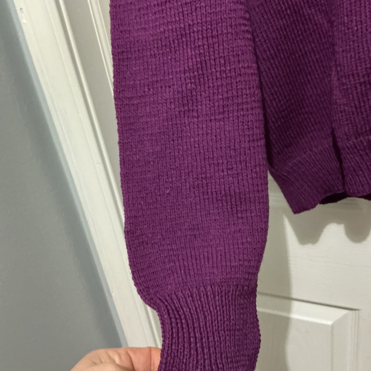 VTG Pure Wool V-Neck Sweater Mens Handmade By Helen Lamont Sz Medium View 4