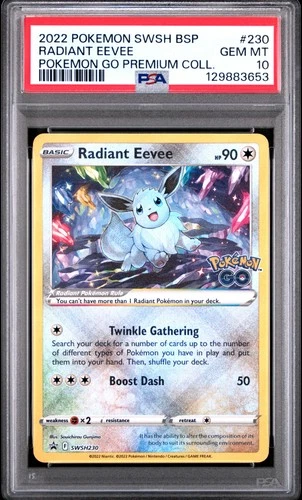 2022 Pokemon Swsh Black Star Promo #230 Radiant Eevee Pokemon Go PSA 10