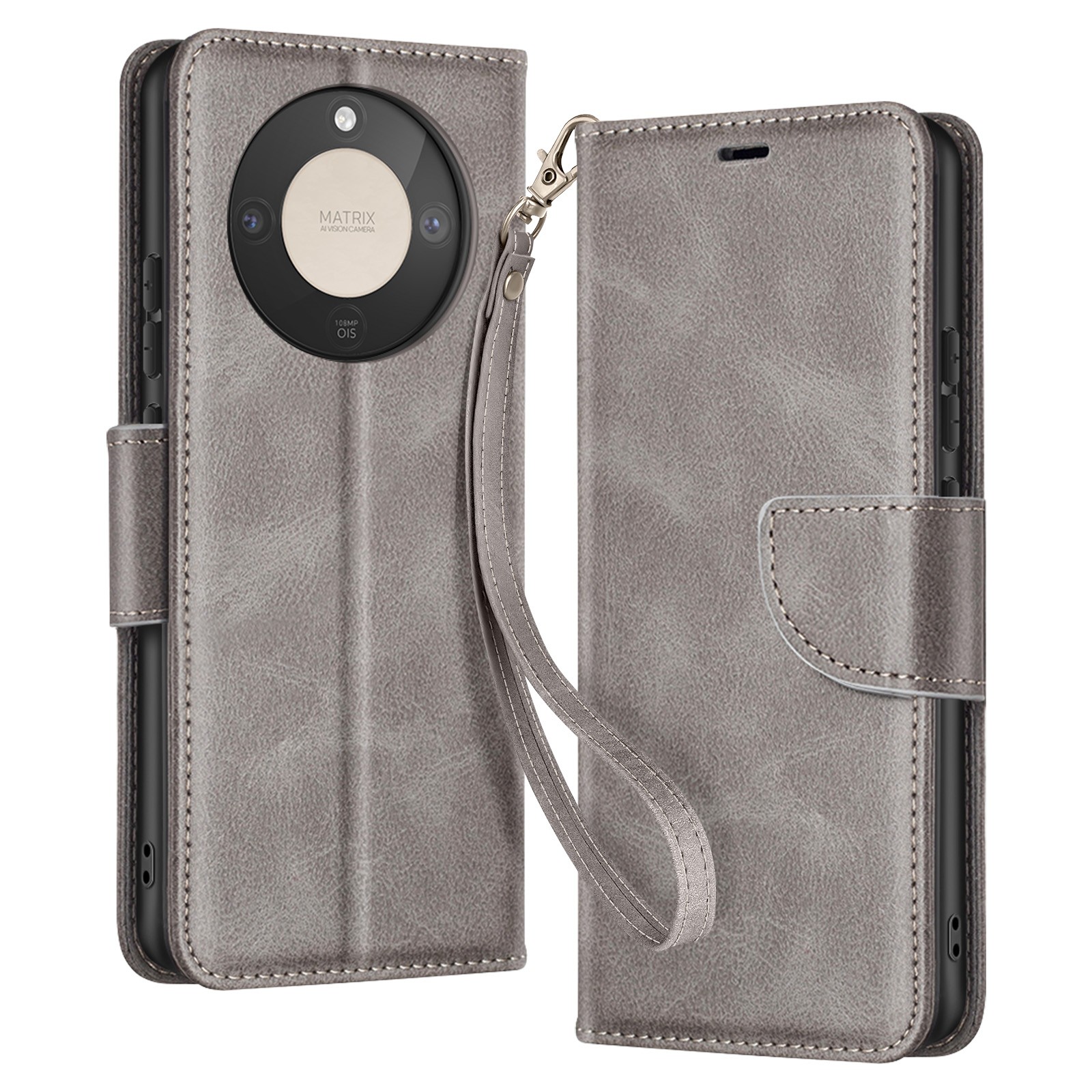 Housse Honor Magic 8 Lite grise avec rangement carte et support vidéo paysage Avizar