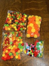 Lot Of Assorted Pom-Poms Mostly Fall Colors Varying Sizes