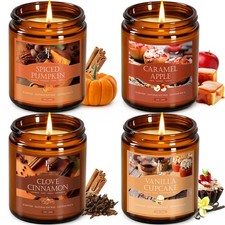 Fall Candles Set, 4 Pack for Home Scented Natural Soy 4 Pack, Amber