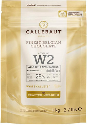 W2 Finest Belgian White Chocolate Couverture Callets 28.0% Cocoa 1Kg