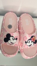 Disney Minnie Mouse Pink Floral Slide Sandals Women  s Size 7 Slip On Summer