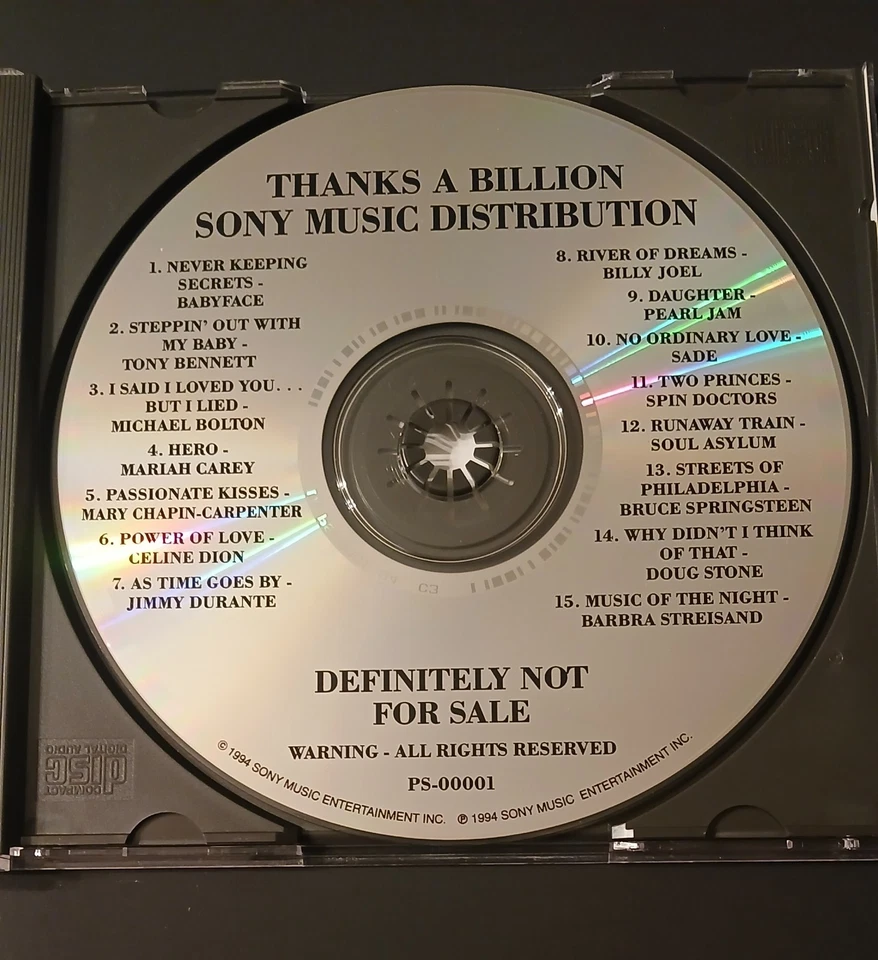 SONY Thanks A Billion RARE Promo CD,  Music Distribution SMD, FREE Ship - Image 4 of 4