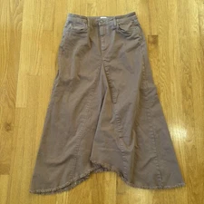 Wash Lab Selma Pieced Maxi Skirt Gray 30 Raw Sugar Brown