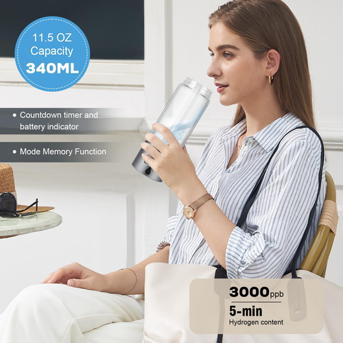 Hydrogen Water Bottle Generator with 4Th Generation SPE/PEM Technology, Portable - Picture 2 of 20