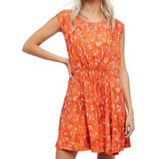 Free People Fake Love Orange Animal Print Mini Dress Size Small